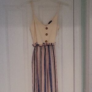 Lily Rose Cream and Blue Striped Maxi Dress